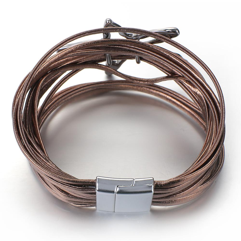 Flashbuy Star Leather Bracelet for Women Simple Multi-layer Charms Magnetic Bangles Jewelry