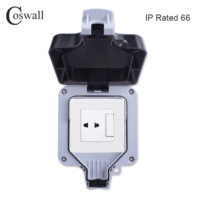 Coswall IP66 Weerbestendig Waterdicht Anti-Uv Outdoor Doos Stopcontact 13A Universele/Uk Geschakeld Stopcontact Met Usb-poort Opladen: BOX With Socket E