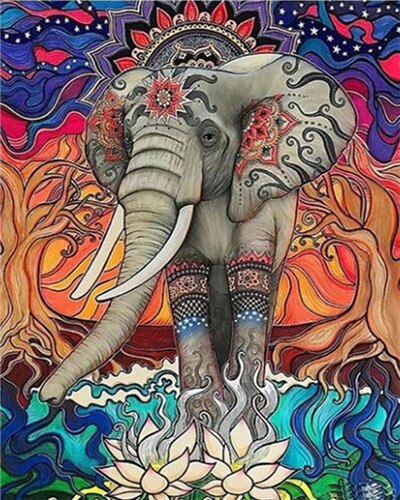 Azqsd oljemaleri etter tall dyr akrylmaling dekor for hjemmet uinnrammet farging etter tall elefant unik: Szgd 5405