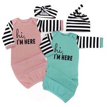 Pasgeboren Baby Baby Girl Outfit Jumpsuit Sleepsacks Slaapzak Nachtkleding Set 0-18M Patchwork Gestreepte Peuter