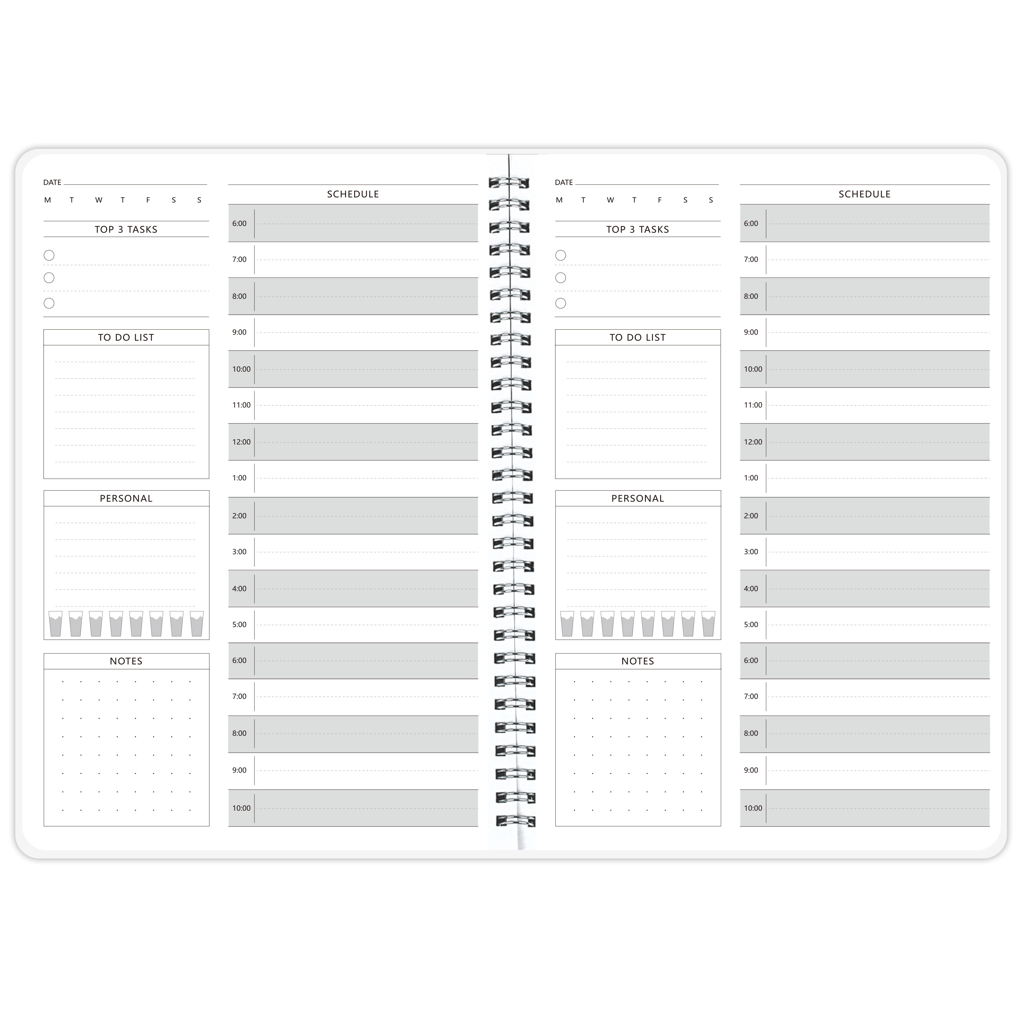 Planificateur quotidien Agenda du jour, Agenda non daté, couverture transparente, organisateur avec liste de tâches, fournitures scolaires et de bureau: B5-46