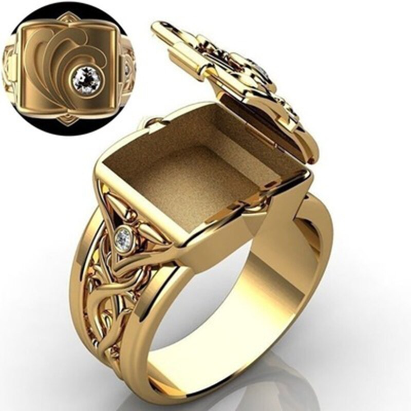 Anello a conchiglia in scatola di personalità della moda anello di bara da uomo e da donna retrò di lusso unico anello da regalo in lega di moda Accessori