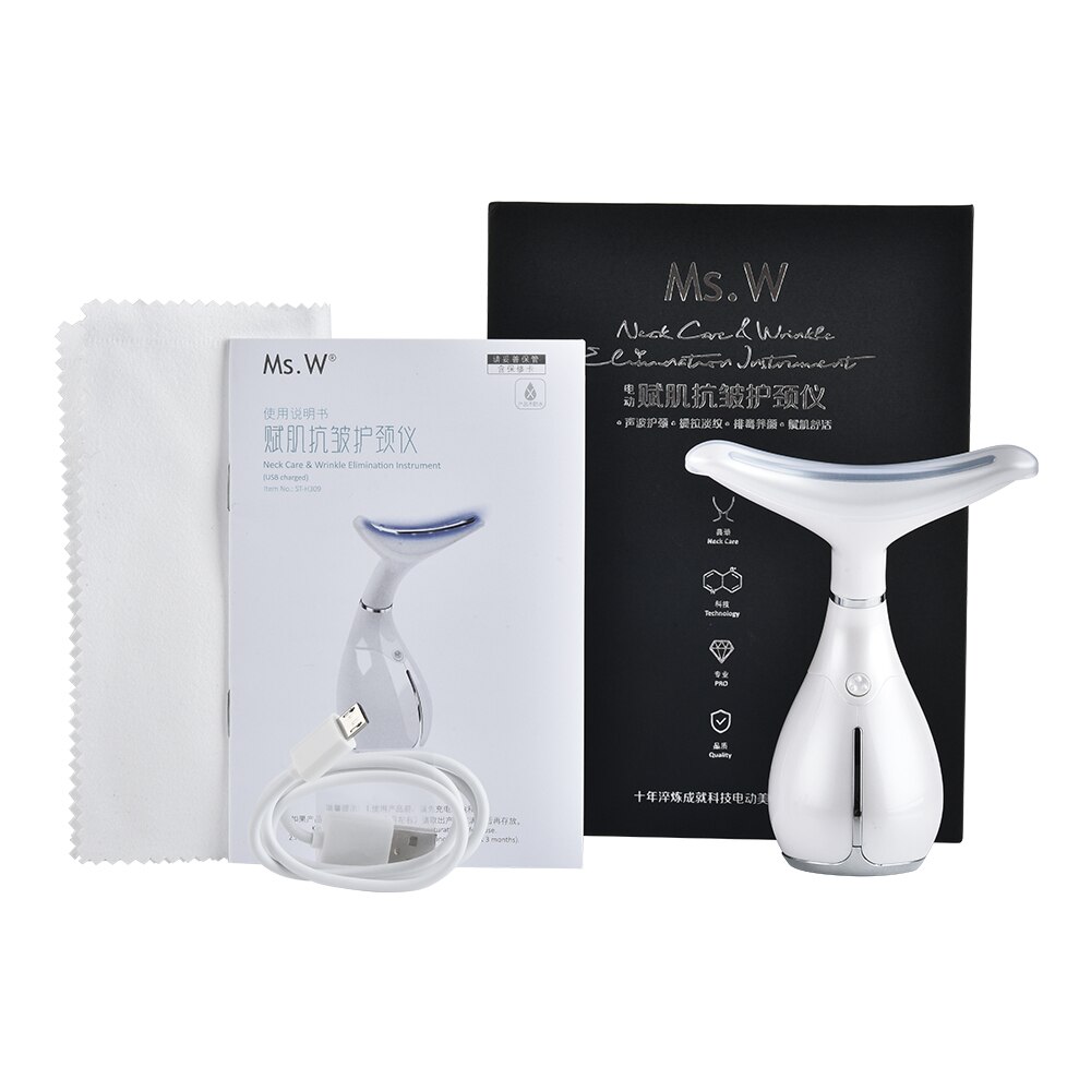 LED Photon Therapy Neck and Face Anti Wrinkle Skin Tightening Massager Sonic Vibration Double Chin Slimmer Skin Beauty Machine