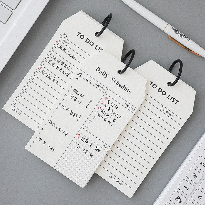 Japanese To Do List Notebook Torus Card Checklist Notebook Student Stationery Memo Pad Kawaii Office Minimalist Stationery