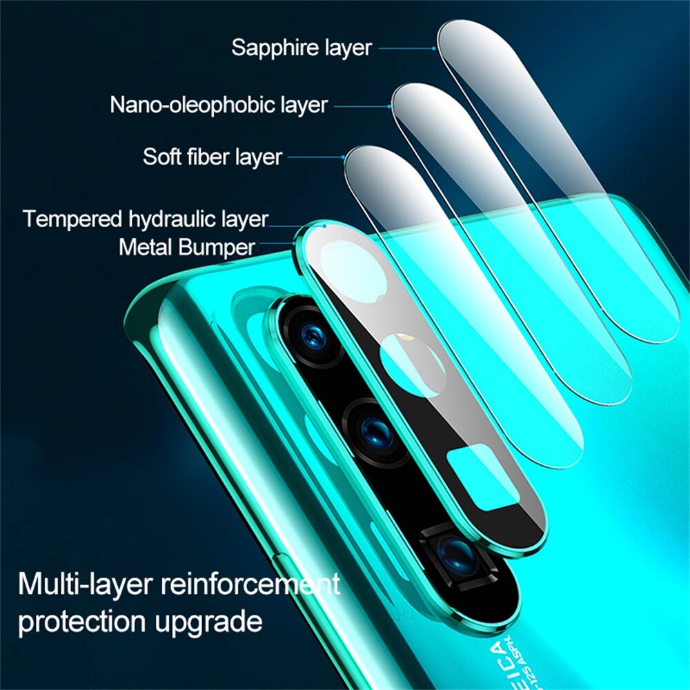 Luxury Camera Lens Protector 9H Tempered Glass Film Metal Protective Ring Cover HD Screen Guard Case for Huawei P30 pro Lite