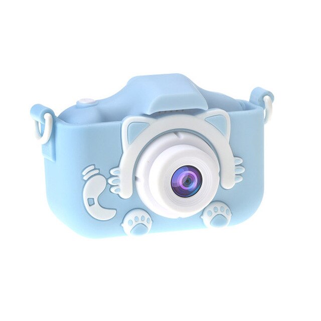 Appareil Photo jouet mignon pour enfants, d'anniversaire pour filles et garçons, appareil Photo numérique Portable à double objectif HD, Mini appareil Photo pour enfants: blue cat / 32GB Card
