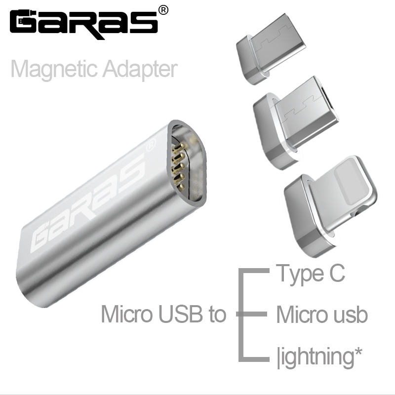 Garas Micro Usb Naar Type C/| Ightning Magnetische Adapter Voor Iphone/Android 3in1 Data Kabel Converter Adapter micro Usb Naar Type C