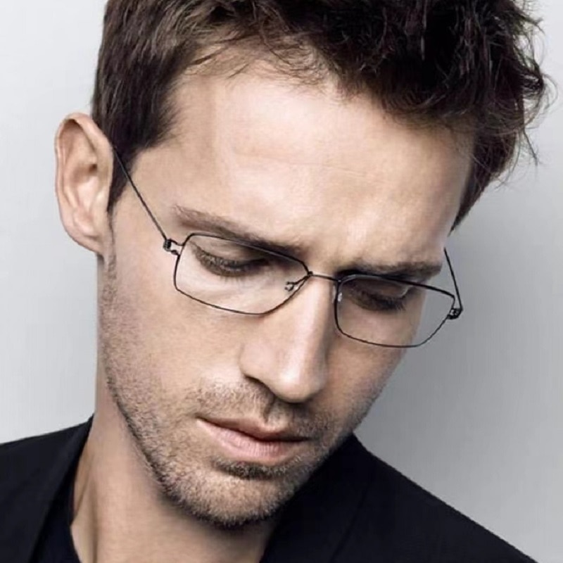 Denmark Titanium Rim Square Glasses Frame Eyewear No Screw Handmade Myopia Optical Eyeglasses Frames