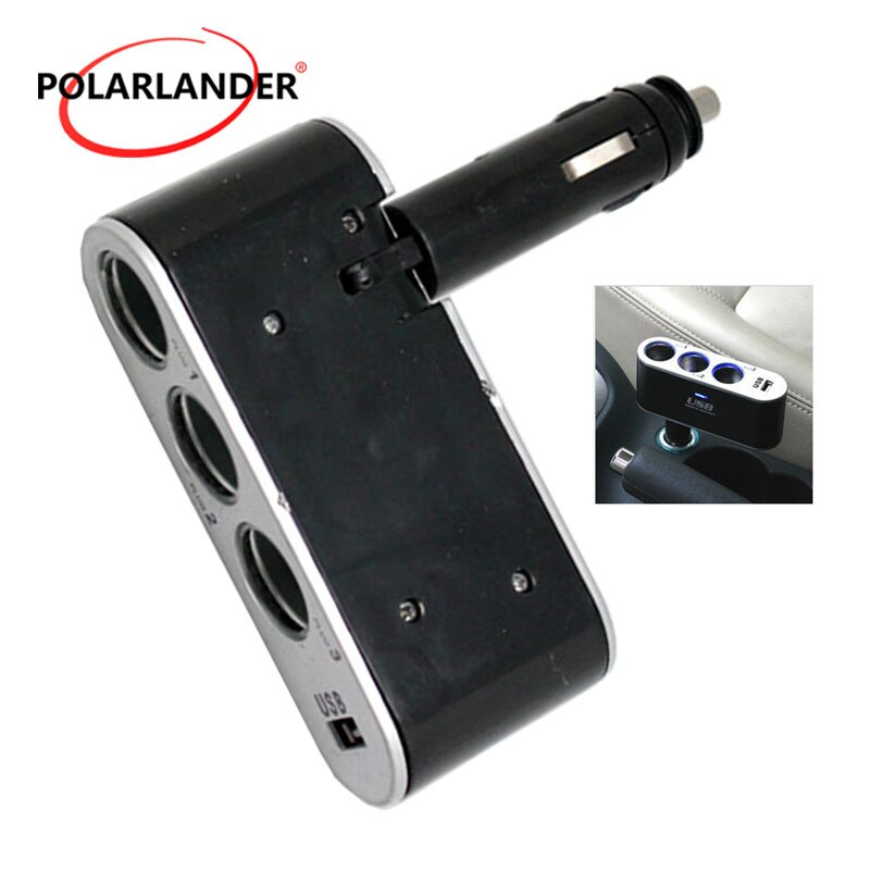 Auto Socket Adapter For Universal USB Car-Charger With Power Indicator 3 Port Way 12V Socket Plug Splitter Power Charger