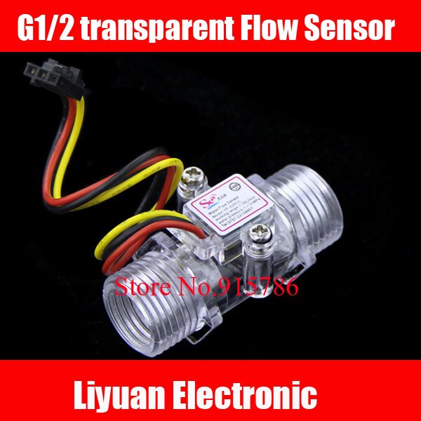 2pcs G1 / 2 transparent Flow Sensor / turbine flowmeter / 1-30L / min water Flow Sensor / transparent flow meter