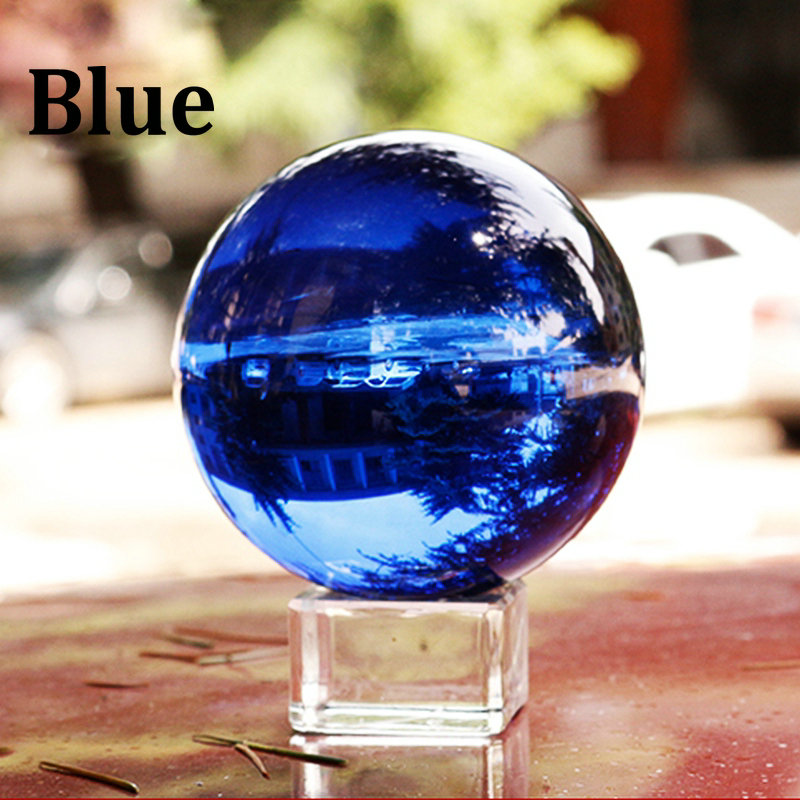 40mm farverige krystalkugler med base glas magisk sfære klode fotografering dekoration bold hjem dekoration: Blå