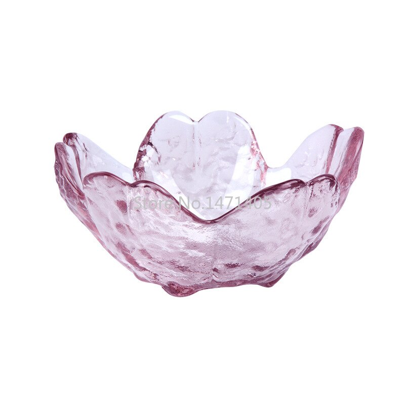 Japanese Sakura Small Plate Transparent Pink Purple Glass Seasoning Plate Hammered Five-petal Plate Rose Bowl Tableware