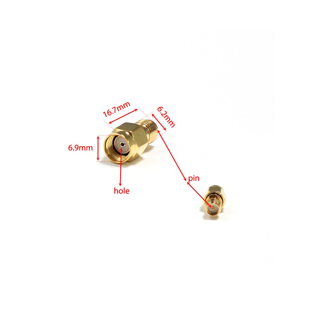 1Pc Rp-Sma Stekker Naar Rp-Sma Vrouwelijke Jack Rf Coax Adapter Modem Converter Connector Recht verguld