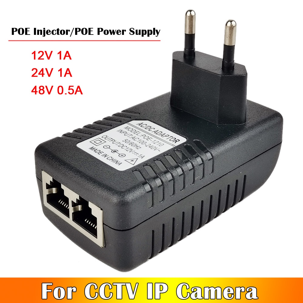 POE Injector AC 110V-240V to DC 12V/24V 1A 48V 0.5A POE Power Supply Over Ethernet Injector POE Power Adapter EU/UK/US Optional
