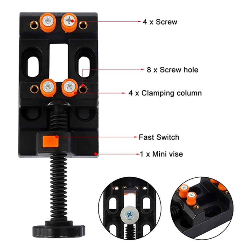 Mini Bench Vice Muliti-Funcational Table Vice Carving Bench Clamp Drill Press Flat Vice Portable 130X61X35mm WWO66