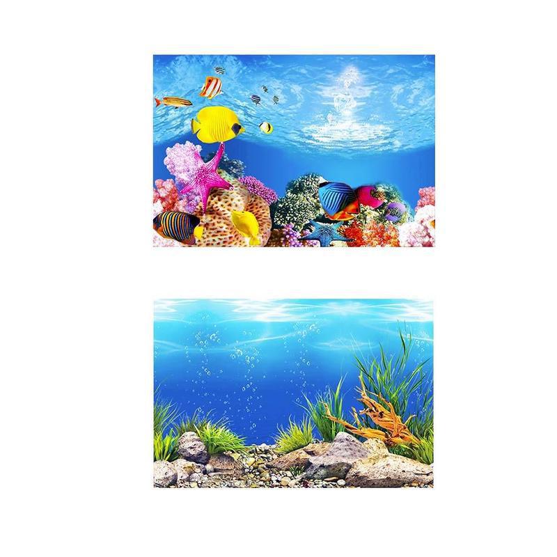 Fish Tank Background Painting Sticker 3D Ocean Landscape Painting Decals Tank Decorative Poster Aquarium Background Fish