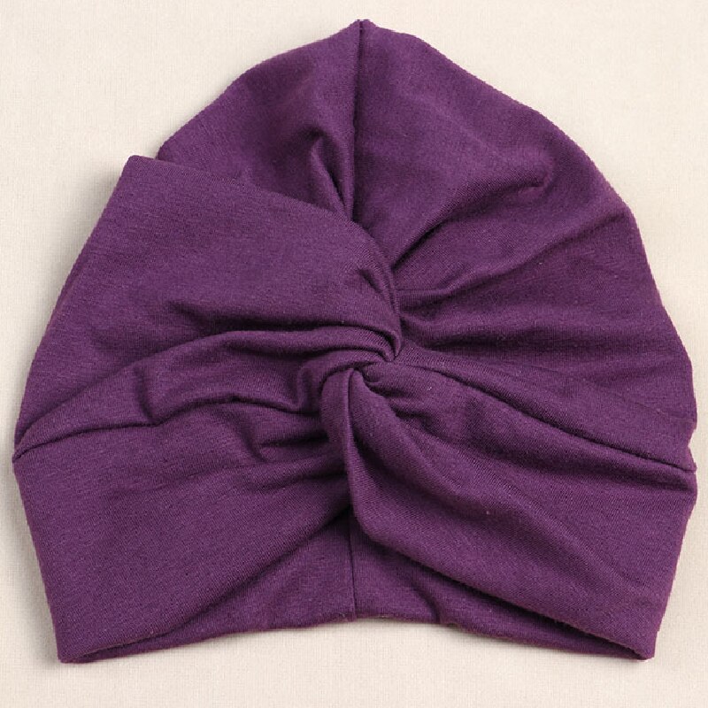 Intialainen hattu puuvilla bandanas vauvatytöt lapset turbaani otsapanta hiukset päänauhat kääre tarvikkeet lapsille päähine päähine: Tumma violetti