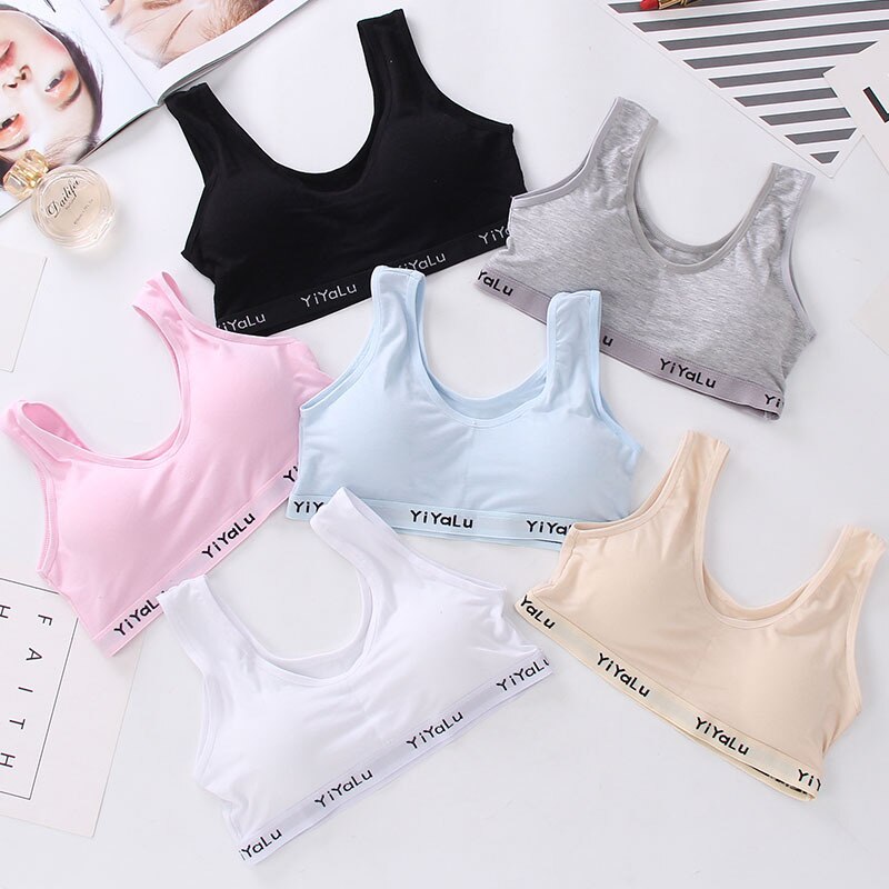 Fille formation lin doux Brassiere Sport fille soutiens-gorge pour ado filles lettre enfants Topic pour adolescents gilet