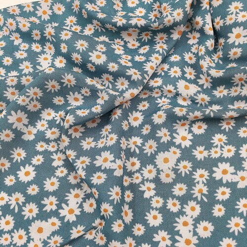 Tela de rayón con estampado de margaritas para primavera y verano, vestido de tela Floral pequeño, 45 hilos: 8
