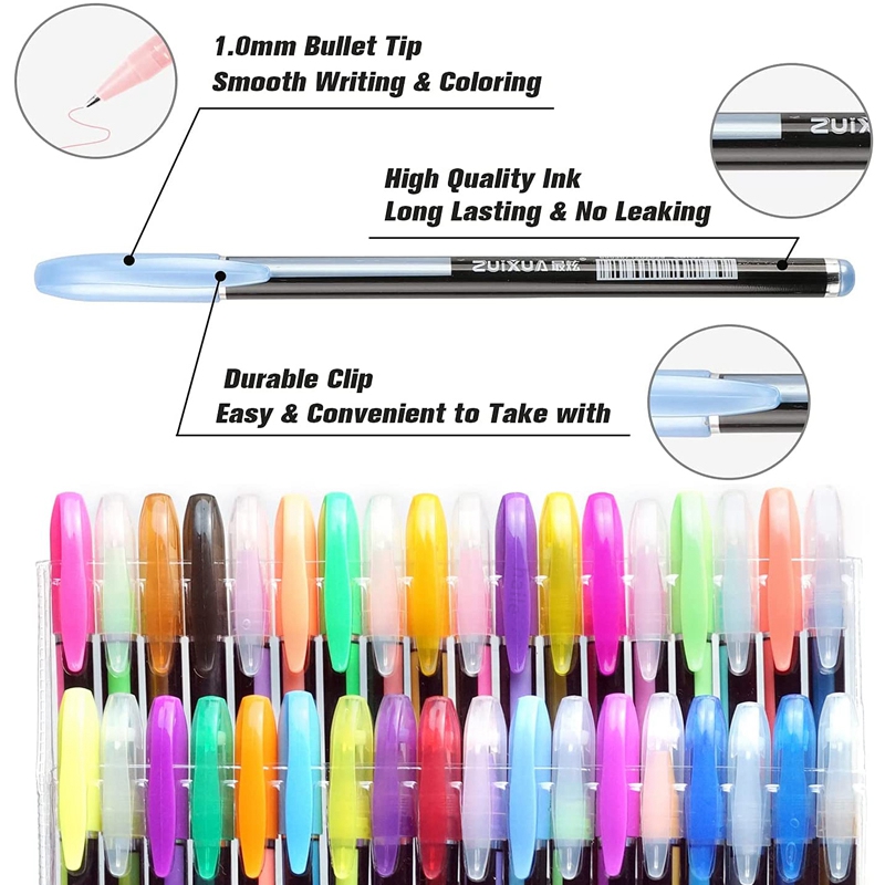 Bolígrafos de Gel de colores brillantes metálicos para la escuela, oficina, libro para colorear para adultos, diarios, marcadores artísticos de dibujo, bolígrafo de , 12/24 Uds.