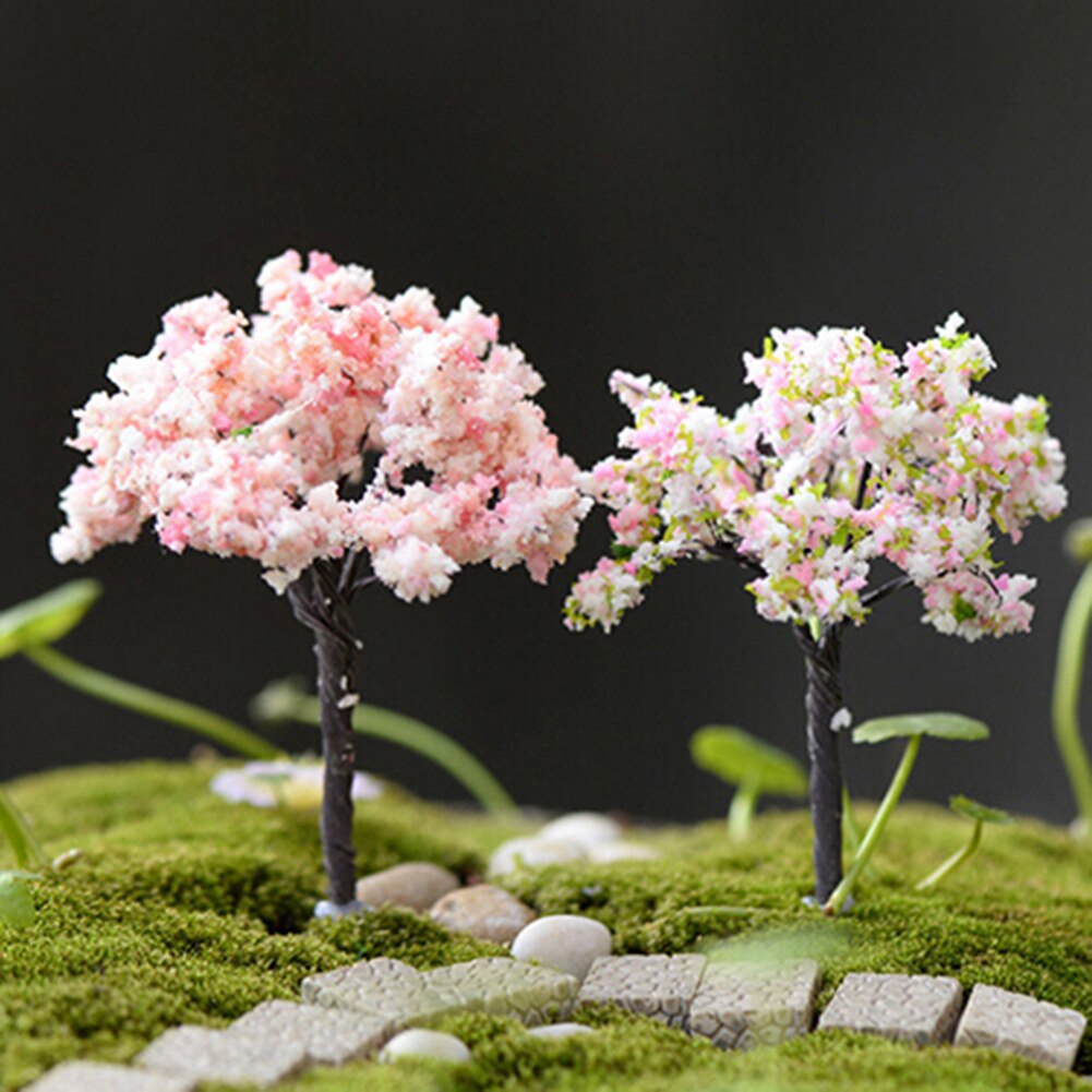Miniature Sakura Plum Blossom/plum/willow/coconut Tree Plants Fairy Garden Accessories Dollhouse Ornament Garden Decoration