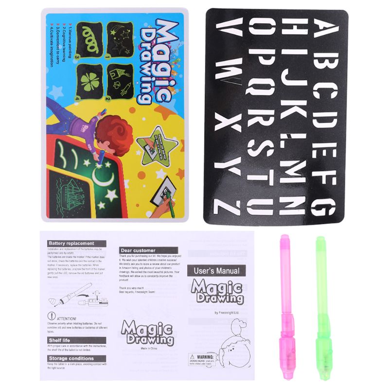 Bambini Fluorescente Tavolo da disegno Magico Disegnare con la Luce Divertimento Lo Sviluppo di Regalo Del Giocattolo: A5-giallo 1