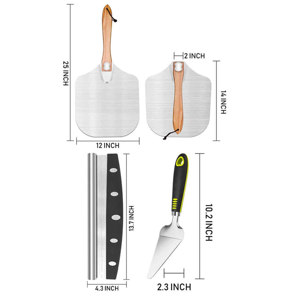 Pala de Pizza de 14 pulgadas con mango largo, herramientas de pastelería, pala de pelar, paleta de Pizza, herramientas para hornear pasteles, aluminio largo grande