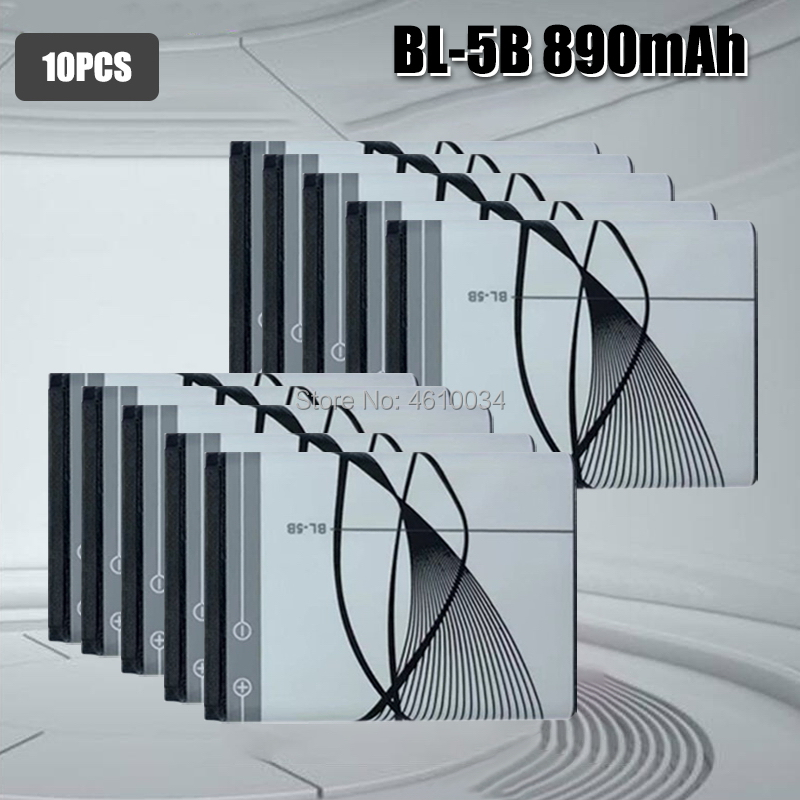 BL-5B-Batería de repuesto de iones de litio recargable integrada, 3,7 V, 890mAh, con celdas de batería, protección PTC, para Nokia 3220 / 3230: 10pcs