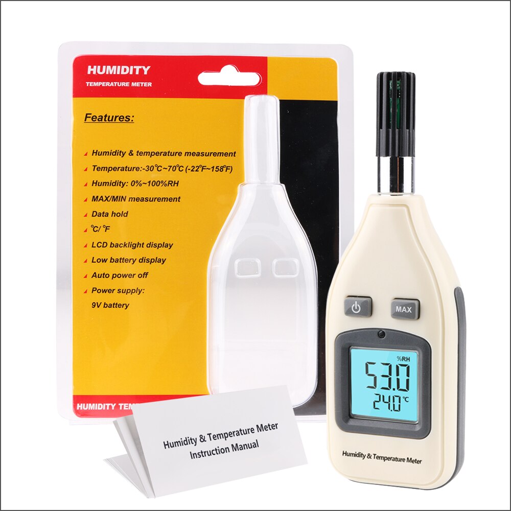 RZ Digital Thermometer Humidity Temperature Meter LCD Thermo-Hygrometer Humidity Tester Handheld Thermometer Hygrometer GM1362