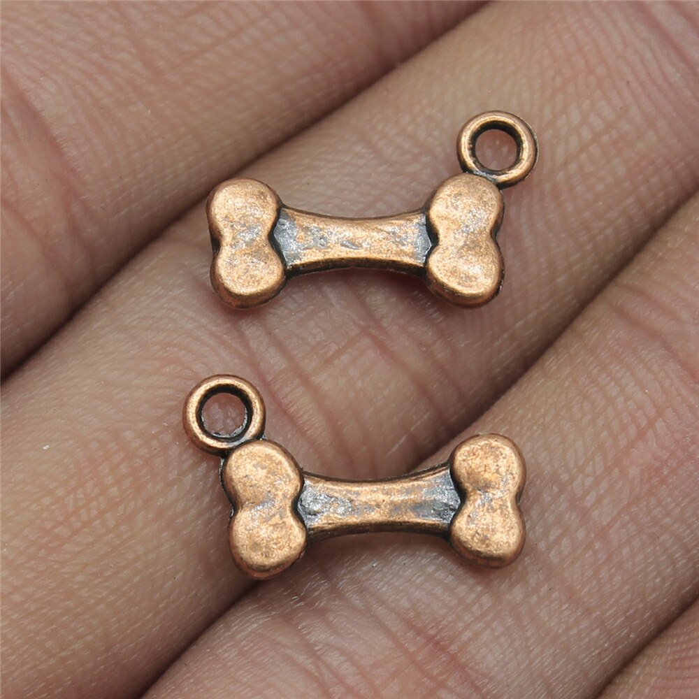 WYSIWYG 40Stck 16x10mm Anhänger Knochen Knochen Charme Anhänger Für Schmuck Machen Antike Silber Farbe Hund Knochen anhänger: Antikes Kupfer überzogen