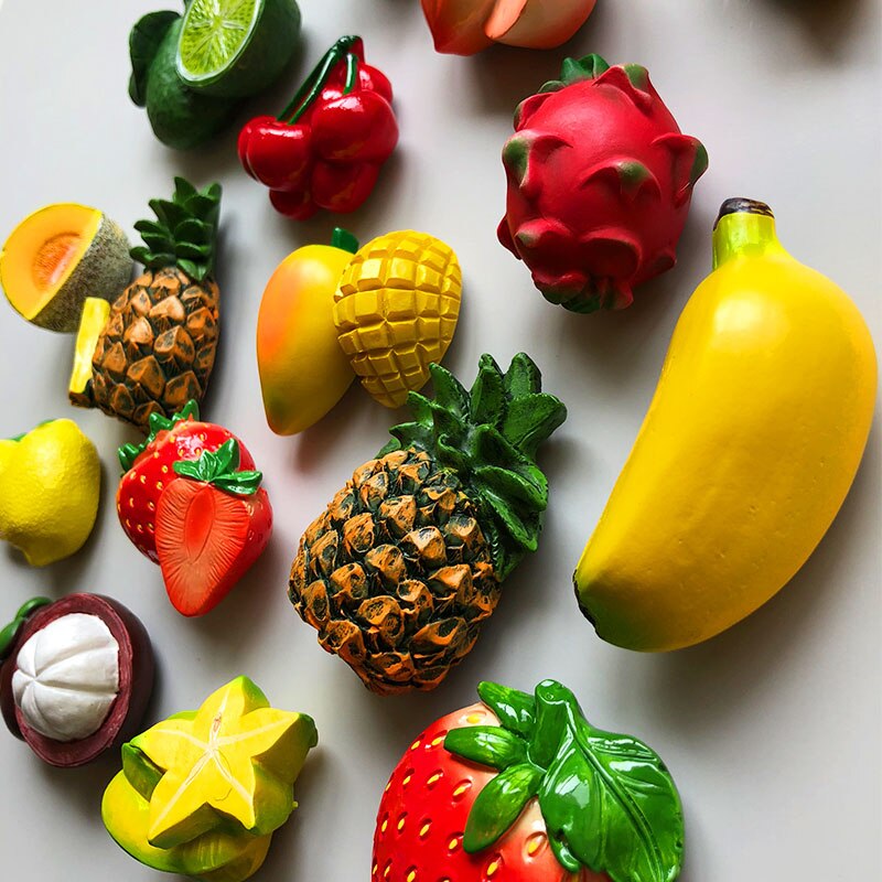 3D fresh fruit refrigerator magnetic stickers magnetic food room decoration Pineapple lemon cherry fridge magnets