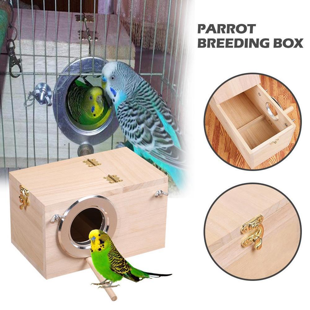 Parrot Breeding Box For Lovebirds Parrotlets Mating Opening Durable Hole House Nest Solid Wood Left/right Wooden Parakeet B Z9X2
