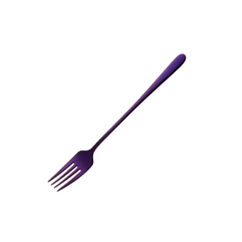 1PC Dessert Spoon Stainless Steel Vacuum Plating Coffee Dessert Stirring Spoon Shovel Long Handle Fruit Salad Forks: Fork-8