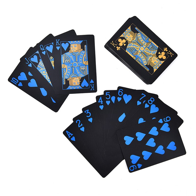 55 Stks/set Duurzaam Poker Plastic Pvc Poker Waterdicht Zwart Speelkaarten