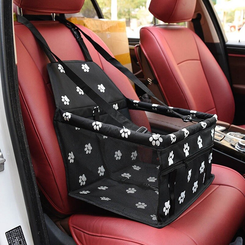 Bolsa de seguridad para el asiento del coche del perro, cesta impermeable, hamaca de mascota plegable, Transportín para gatos y perros pequeños, malla de viaje: Marrón