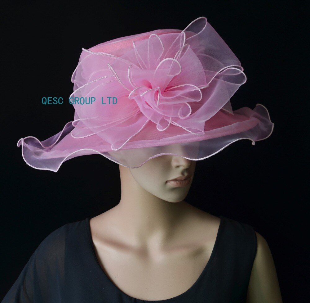 White black organza hats church hat Formal dress for wedding women's hat races.