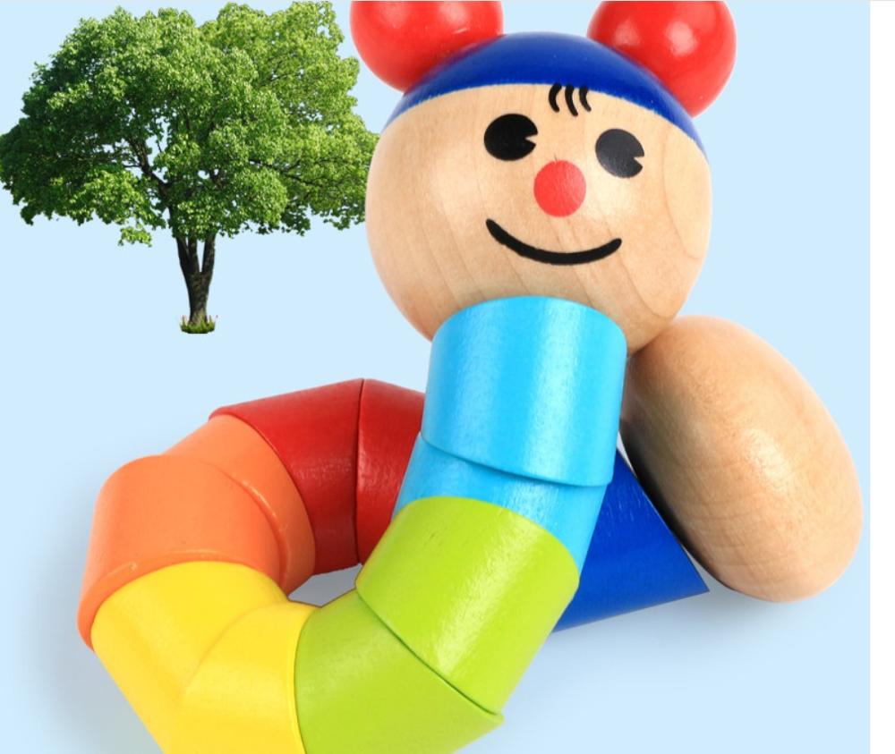 Clown en bois pull bureau gyro garçon bébé fille jouets aléatoire jeu couleur jouet intérieur maternelle sports: Default Title