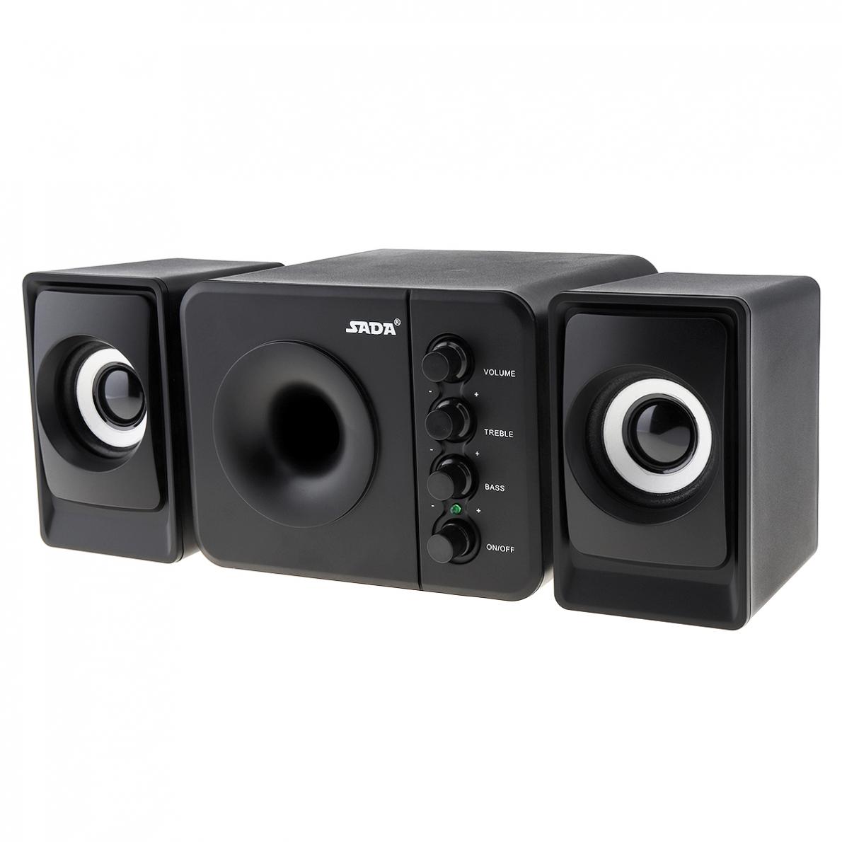 Altavoz de ordenador con Subwoofer USB 2,0 de SADA D-205 con enchufe de Audio de 3,5mm y enchufe de alimentación USB para ordenador de sobremesa ordenador portátil MP3 teléfono móvil MP4