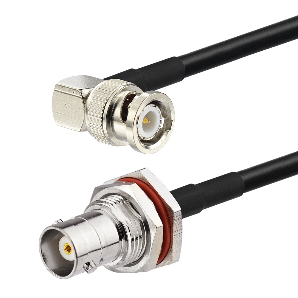 Superbat BNC Bulkhead Female to BNC Male Right Angle Adapter RG58 50cm Cable Pigtail Jumper RF Coaxial Cable 50ohm