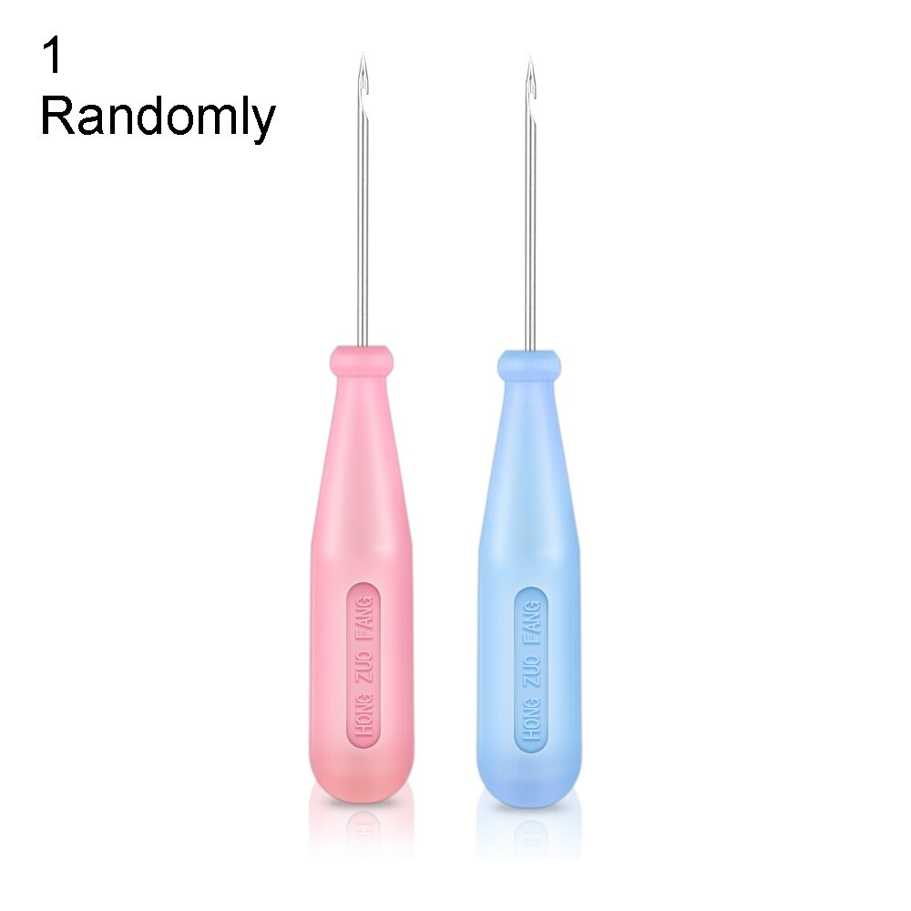 1PC Plastic Wooden Handle Stainless Steel Awl Tool Leather Craft Hole Maker Punching Stitch Needle Taper Sewing Stitching Tools: 1-Hook