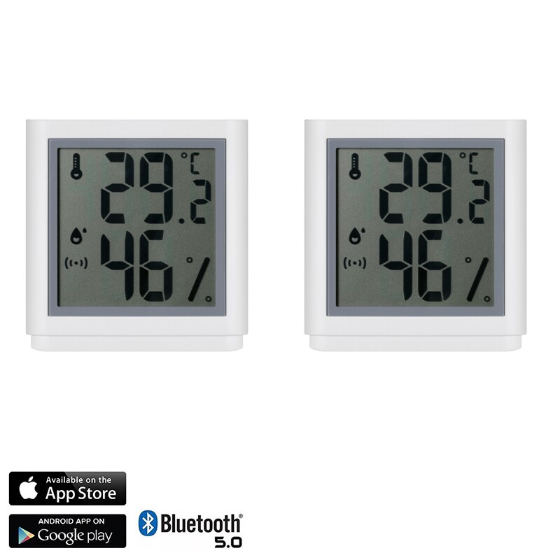 5 stk mini smart home digital lcd temperatursensor fugtighedsmåler termometer hygrometer gauge bluetooth trådløse termometre: 2 stk