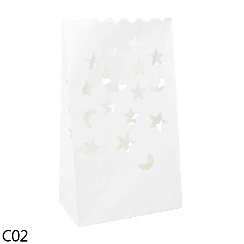 5Pcs Festival Laterne Hochzeit Geburtstag Party Dekoration Papier Kerze Tasche Herz Tee Licht Halter Für Valentine Party Dekor: C02 / 10Pcs