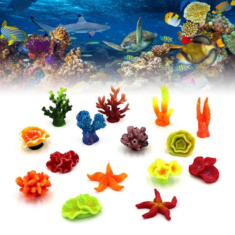 Resin Coral Decoration Colorful Fish Aquarium Decoration Artificial Coral For Fish Tank Resin Reef Rock Lanscaping Ornaments