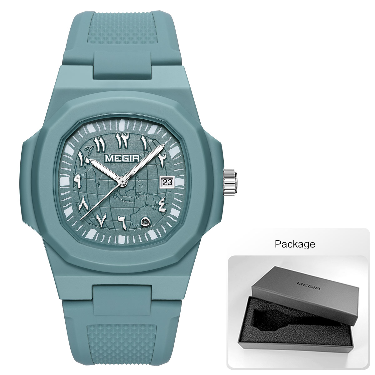 Megir topmerk luxe horloge voor heren 30 atm waterdicht datumweergave siliconen band sportief quartz polshorloge relogio masculino: Groente