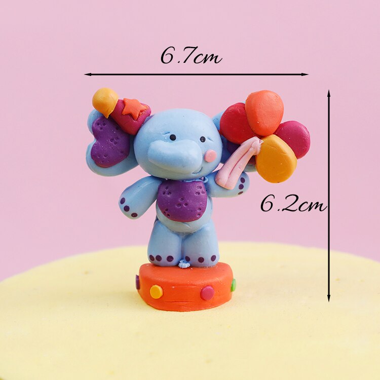 Leeuw Circus Clown Olifant Bal Cake Topper Voor Verjaardag Decoratie Bruiloft Benodigdheden Baby Shower Bakken Dessert Kid Liefde