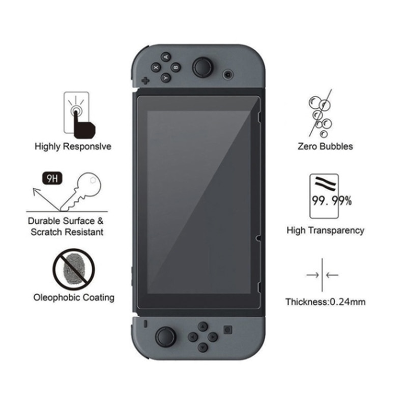 2 Pcs HD Ultra Clear Protective Tempered Glass Film for Switch Game Consoles NS Console Screen Protector Cover