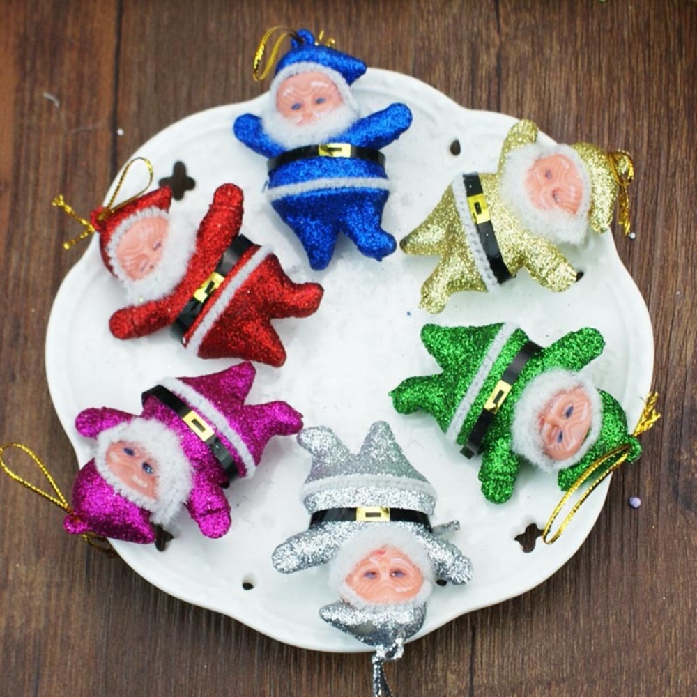Adornos colgantes de Papá Noel de 5-7cm, 6/12 Uds., para árbol de Navidad, Año , carnaval, , escuela, Hotel, decoración de guardería