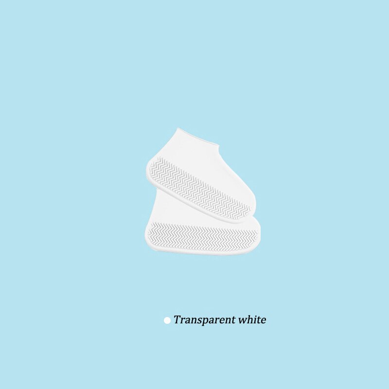 Silikon Galoschen Wasserdichte Schuh Abdeckungen Regen Stiefel Gummi Regen Schuh Abdeckung Schuh Schutz Unisex Regnerischen Tage Anti-slip Latex: Transparent white / S
