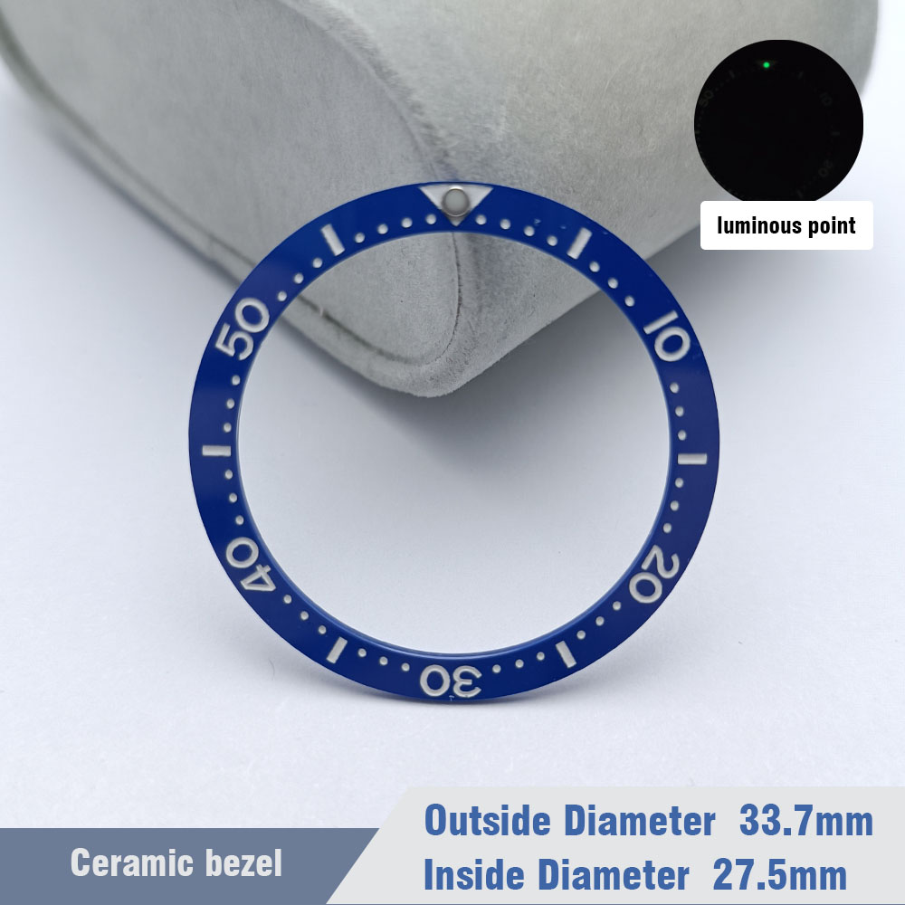 Flat Ceramic Bezel Insert 33.7mm*27.5mm Watch Replacement Watch Parts Watch Cases Replace Accessory Diving Bezel Ring: Brass