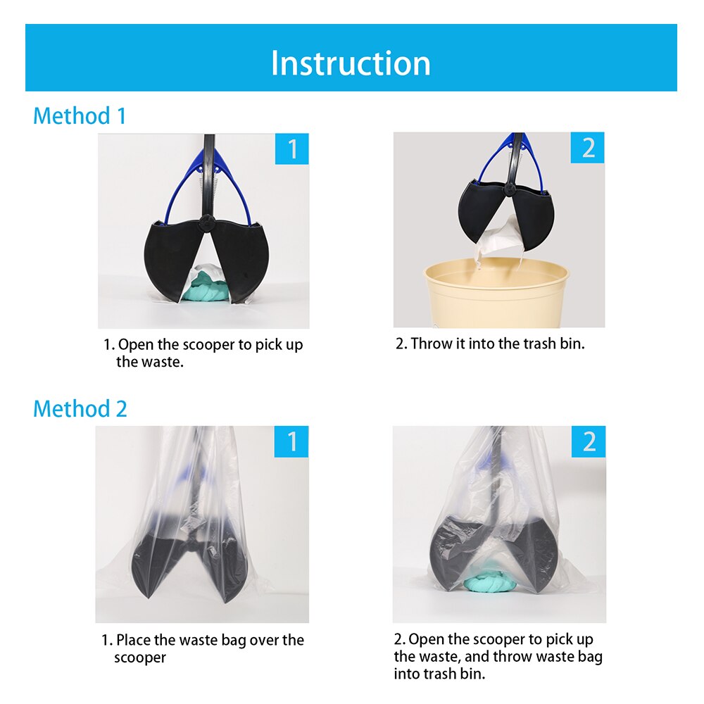 60cm Long Handle Pet Pooper Scooper Jaw Poop Scoop Shovel Clean Pick Up Animal Waste Portable Dog Cat Outdoor Cleaning Tool